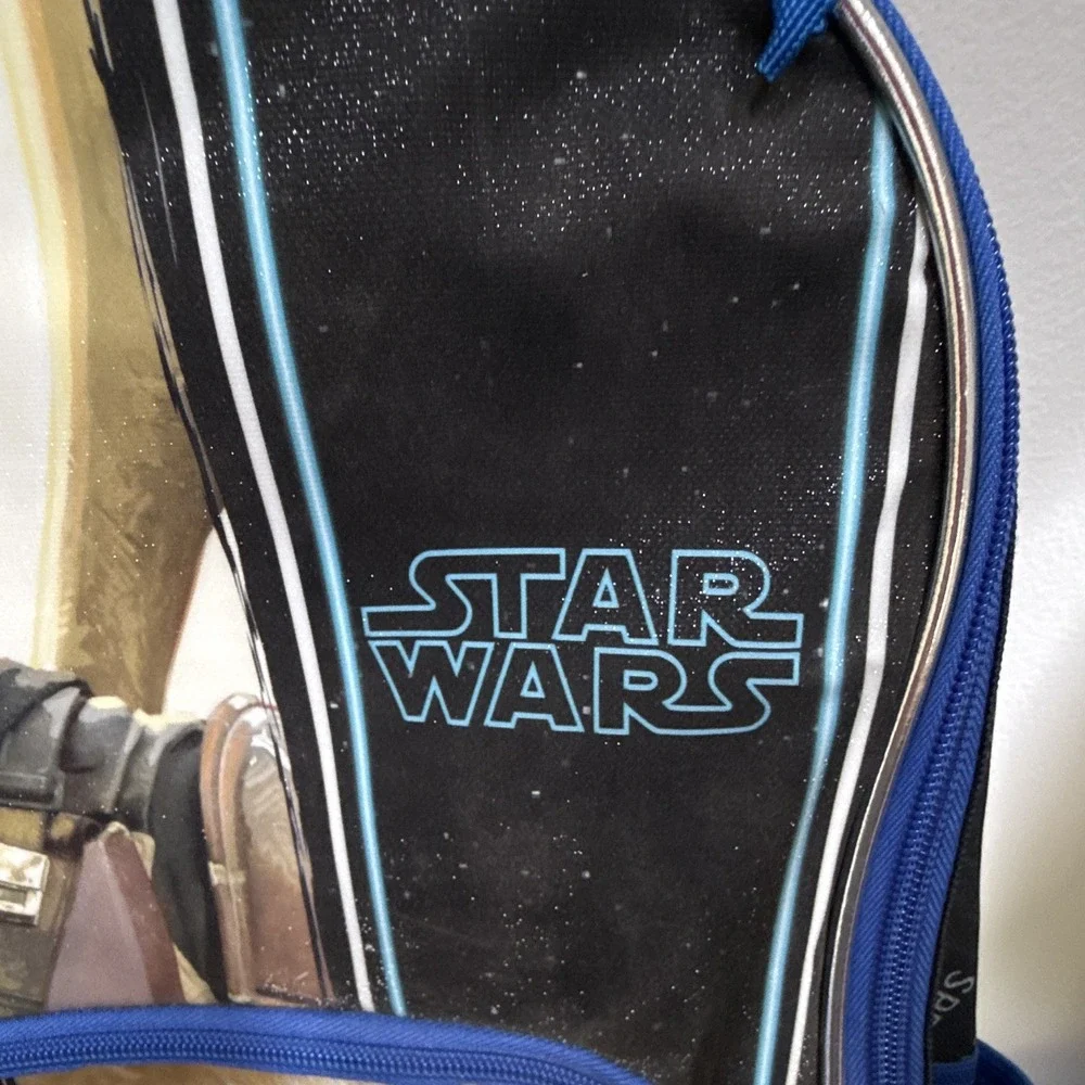 Star Wars Mandalorian & The Child Large Backpack Black/Blue Zip Padded Pocket